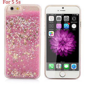 Hot! Bling Colorful Dynamic Liquid Glitter Sand Quicksand Star Hard Back Cover Clear Case For Iphone 5 5s SE 6 6s 6 Plus 6s Plus