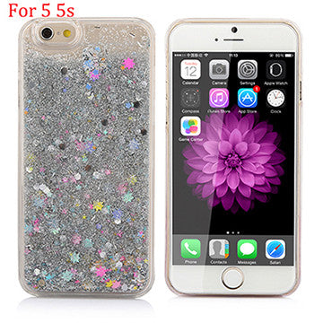Hot! Bling Colorful Dynamic Liquid Glitter Sand Quicksand Star Hard Back Cover Clear Case For Iphone 5 5s SE 6 6s 6 Plus 6s Plus