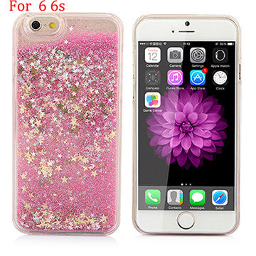 Hot! Bling Colorful Dynamic Liquid Glitter Sand Quicksand Star Hard Back Cover Clear Case For Iphone 5 5s SE 6 6s 6 Plus 6s Plus