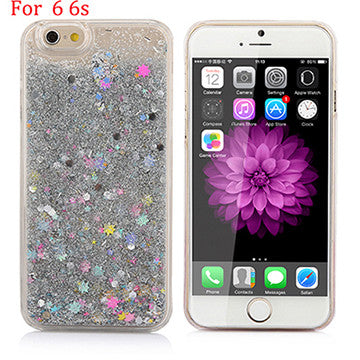 Hot! Bling Colorful Dynamic Liquid Glitter Sand Quicksand Star Hard Back Cover Clear Case For Iphone 5 5s SE 6 6s 6 Plus 6s Plus