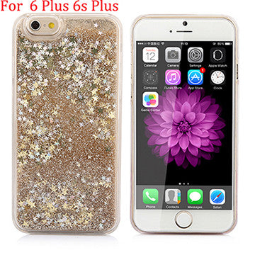 Hot! Bling Colorful Dynamic Liquid Glitter Sand Quicksand Star Hard Back Cover Clear Case For Iphone 5 5s SE 6 6s 6 Plus 6s Plus