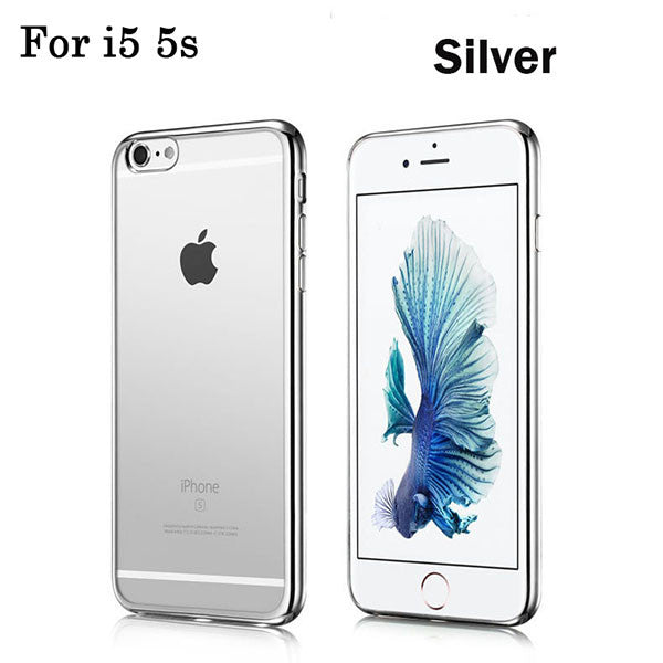 Luxury Rose Gold Plating TPU Silicone Flexible Soft Back Cover Case For Iphone 5 5S SE 6 6S / 6 6S Plus Transparent Clear Cases