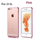 Luxury Rose Gold Plating TPU Silicone Flexible Soft Back Cover Case For Iphone 5 5S SE 6 6S / 6 6S Plus Transparent Clear Cases
