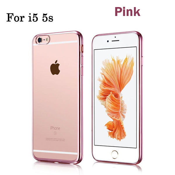 Luxury Rose Gold Plating TPU Silicone Flexible Soft Back Cover Case For Iphone 5 5S SE 6 6S / 6 6S Plus Transparent Clear Cases