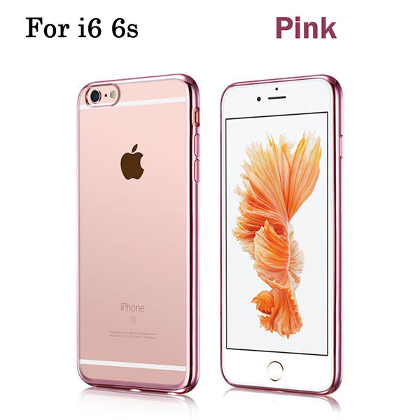 Luxury Rose Gold Plating TPU Silicone Flexible Soft Back Cover Case For Iphone 5 5S SE 6 6S / 6 6S Plus Transparent Clear Cases