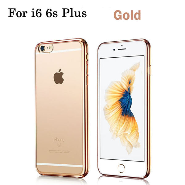 Luxury Rose Gold Plating TPU Silicone Flexible Soft Back Cover Case For Iphone 5 5S SE 6 6S / 6 6S Plus Transparent Clear Cases