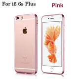 Luxury Rose Gold Plating TPU Silicone Flexible Soft Back Cover Case For Iphone 5 5S SE 6 6S / 6 6S Plus Transparent Clear Cases