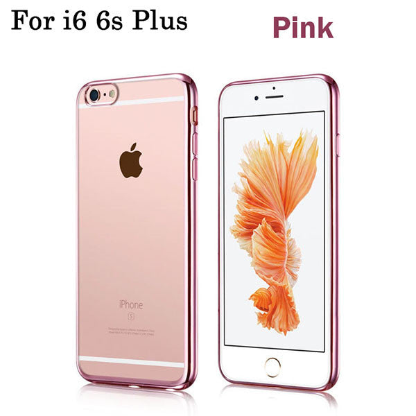 Luxury Rose Gold Plating TPU Silicone Flexible Soft Back Cover Case For Iphone 5 5S SE 6 6S / 6 6S Plus Transparent Clear Cases