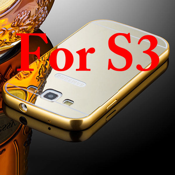 S3 S5 Mirror Case Luxury Plating Metal Bumper Frame + Ultra thin Acrylic Mirror Back Cover For Samsung Galaxy S3 S5 Phone Cases