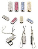 Wholesale Full Capacity 4GB 8GB 16GB 32GB Bling Shing Rhinestone Diamond Simple Model 2.0 Memory Stick USB Flash Pen Drive