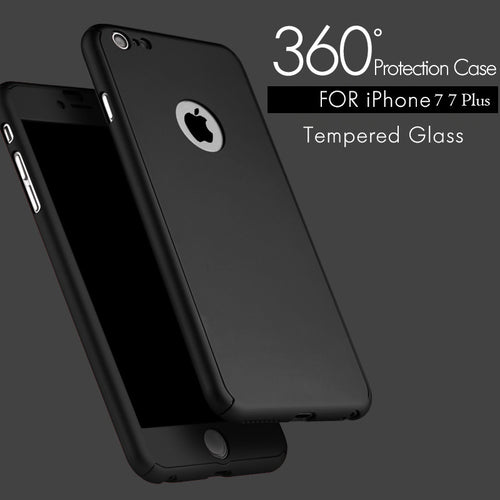 7 Plus 360 Case Full Body Cover Protection Phone Cases For Iphone 7 7 Plus Luxury 3 in 1 Armor Back Cover Funda Free Glass Film - ilovealma