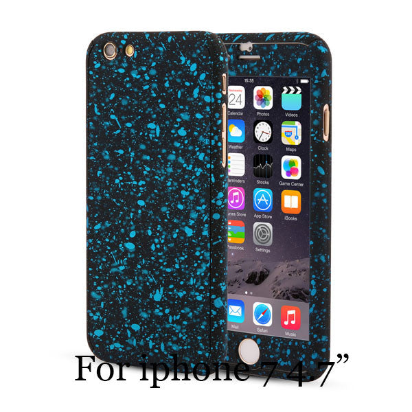 3D Stars 360 Case For iPhone 5 5s SE 6 6S 7 Plus Ultra Slim Hard Frosted Full Body Cover Coverage Of 360 Degree Clear Glass Film - ilovealma