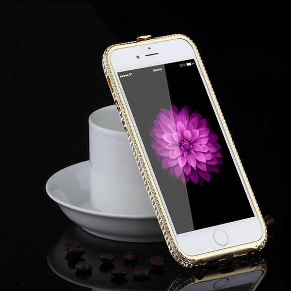 7 Plus Luxury Bling Diamond Frame For Iphone 7 6 6s Plus 5 5s SE Case Fashion Crystal Rhinestone Crown Metal Bumper Elegant Capa - ilovealma