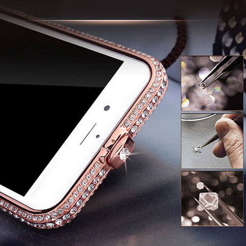 7 Plus Luxury Bling Diamond Frame For Iphone 7 6 6s Plus 5 5s SE Case Fashion Crystal Rhinestone Crown Metal Bumper Elegant Capa - ilovealma