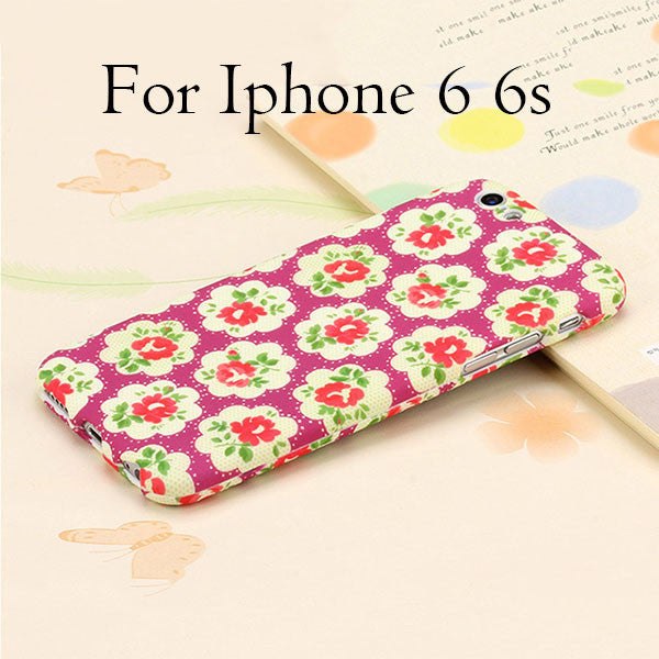 Ultra thin 360 Case + Glass Film Protector Phone Cases For iPhone 6 6s Plus Cover Full Body 3D Embossed Matte Flower Hard Shell