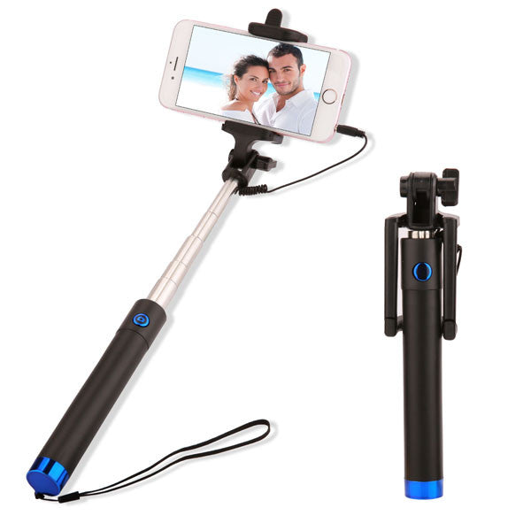 Universal Extendable Selfie Stick Monopod For Iphone Samsung Android IOS Portable Wired Palo Self Sticks Groove Camera + Lanyard