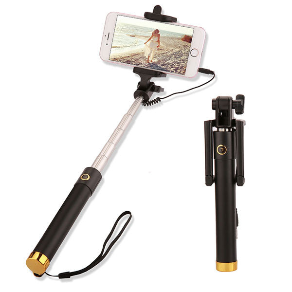 Universal Extendable Selfie Stick Monopod For Iphone Samsung Android IOS Portable Wired Palo Self Sticks Groove Camera + Lanyard