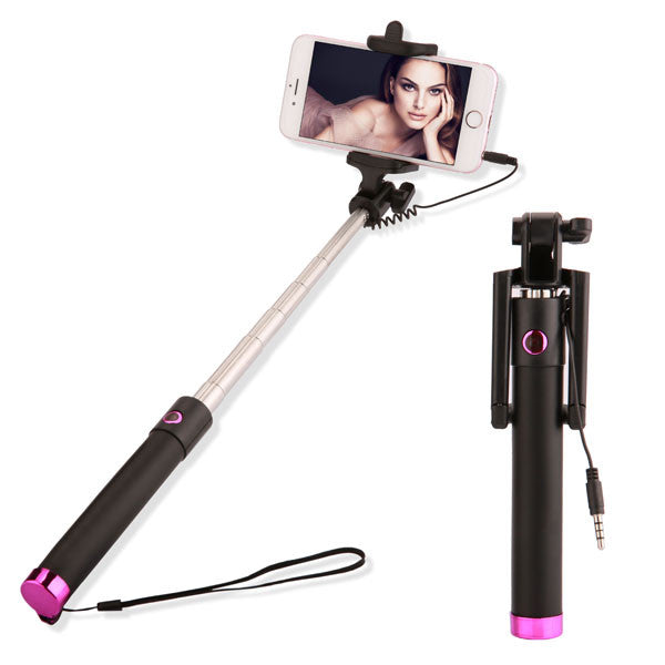 Universal Extendable Selfie Stick Monopod For Iphone Samsung Android IOS Portable Wired Palo Self Sticks Groove Camera + Lanyard