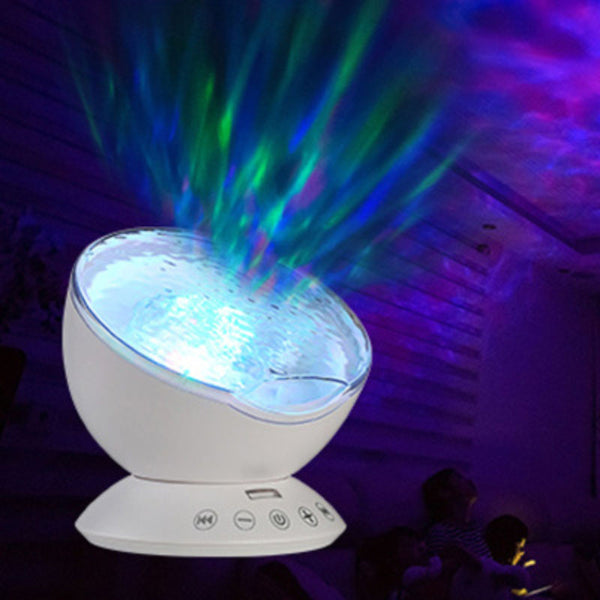 Romantic Ocean Light Lamp 7 Colorful Remote Control Ocean Wave Projector Auto Rotating Night Lights For Kids Bedroom Living Room