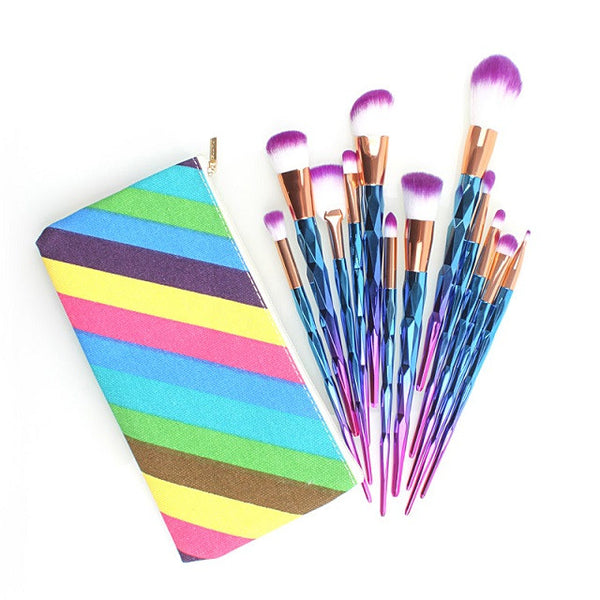 zwellbe 7/12Pcs Diamond Shape Makeup Brushes Set Beauty Cosmetic Eyeshadow Lip Powder Face Pinceis Tool Kabuki Brush Kits Pincel