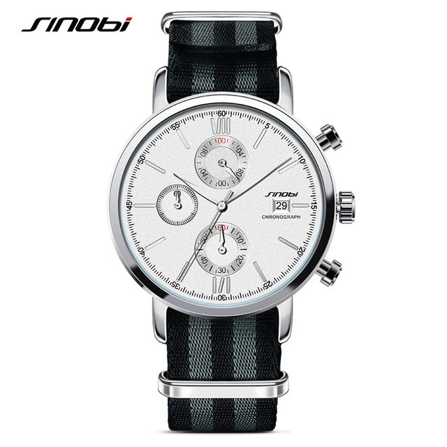 SINOBI James Bond Inspired Design Sports Chronograph Geneva Quartz