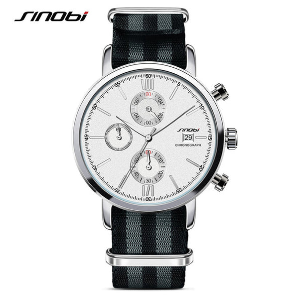 SINOBI James Bond Inspired Design Sports Chronograph Geneva Quartz