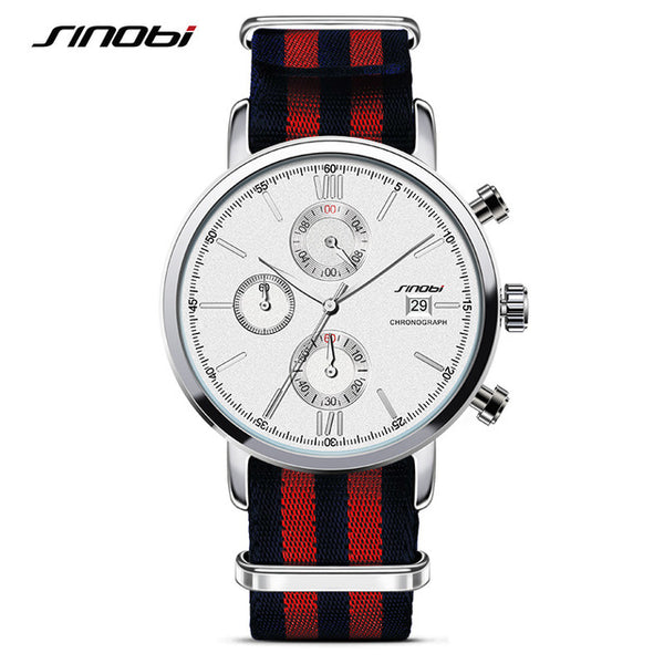 SINOBI James Bond Inspired Design Sports Chronograph Geneva Quartz