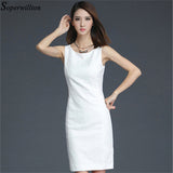 Soperwillton 2017 Elegant Office Dress Summer Dresses Women O-neck Wear to Work Sheath Bodycon Dress Work Dresses #BD728