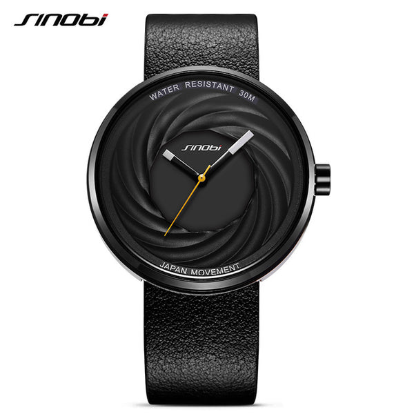 SINOBI Unisex Creative Swirl Dial Leather Quartz Watch