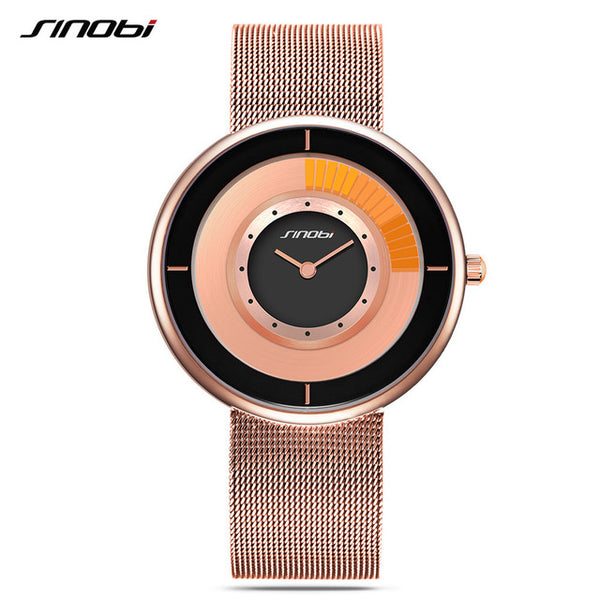 SINOBI Ultra-thin Creative Dial Mesh Strap Quartz Watch