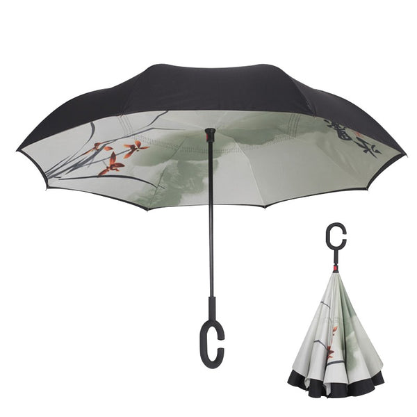 Windproof Reverse Folding Double Layer Umbrella