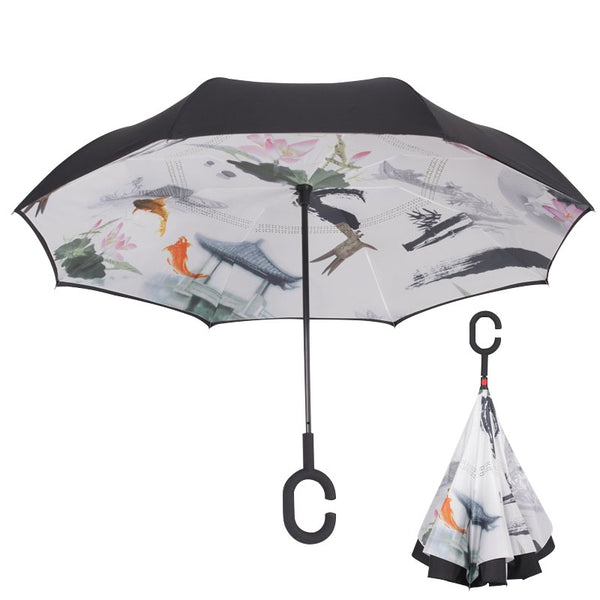 Windproof Reverse Folding Double Layer Umbrella