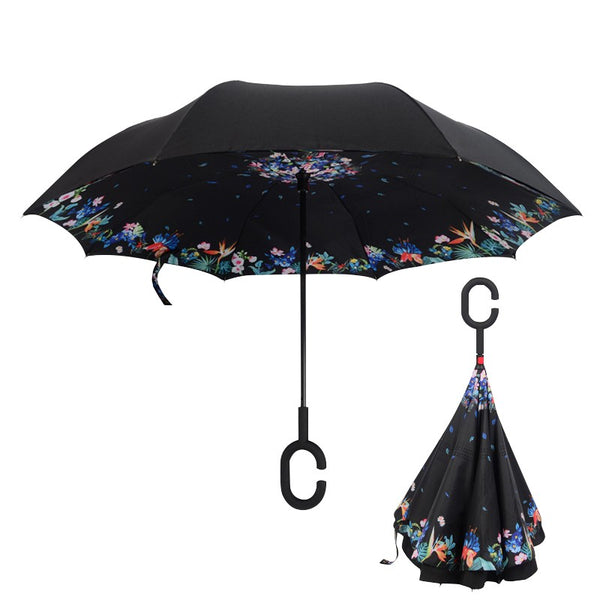 Windproof Reverse Folding Double Layer Umbrella