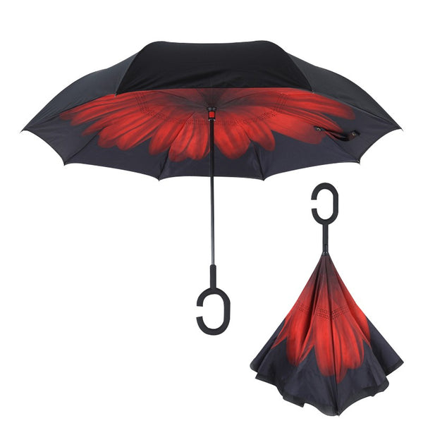 Windproof Reverse Folding Double Layer Umbrella