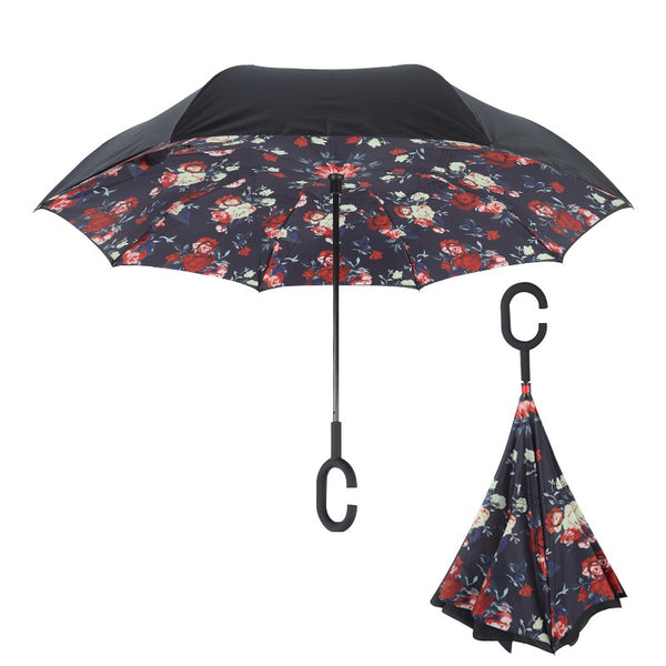 Windproof Reverse Folding Double Layer Umbrella