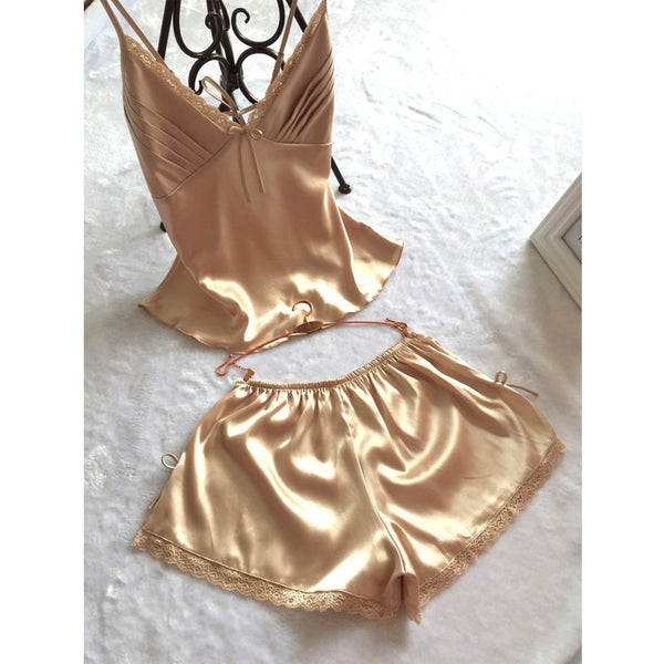 Summer Deep V-neck Sexy Pajamas Sets