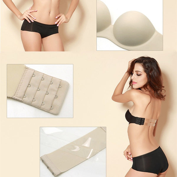 Women Front Closure Silicone Self-Adhesive Half Cup Wire Free Backless –  ilovealma