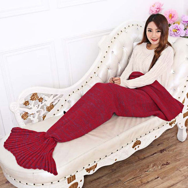 Super Soft Yarn Knitted Mermaid Tail Blanket