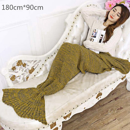 Super Soft Yarn Knitted Mermaid Tail Blanket