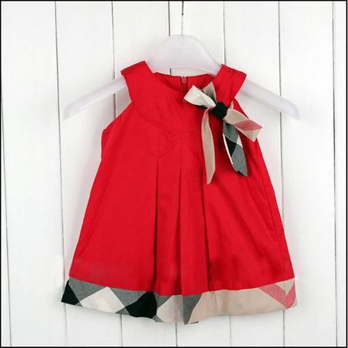 British Style Bowknot Girls Dress - ilovealma