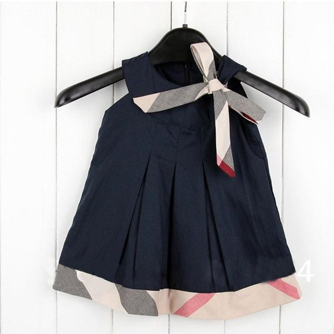 British Style Bowknot Girls Dress - ilovealma