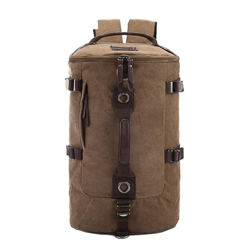 Large capacity travel mountaineering backpack bags canvas bucket shoulder bag