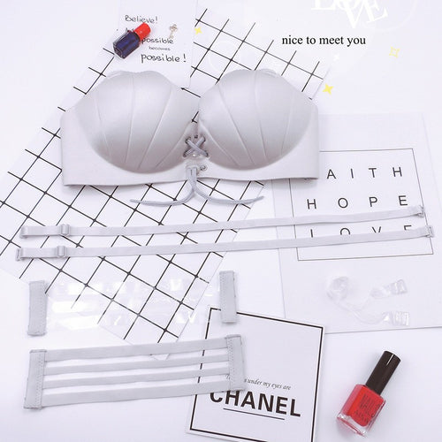 Gray Shell Push Up Steel Free Bra