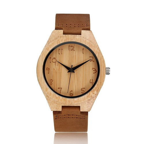 Bamboo Analog Quartz Nature Wood Wrist Watch - ilovealma