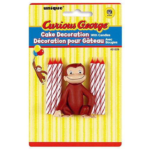 Curious George Cake Decoration with 6 Candles - ilovealma