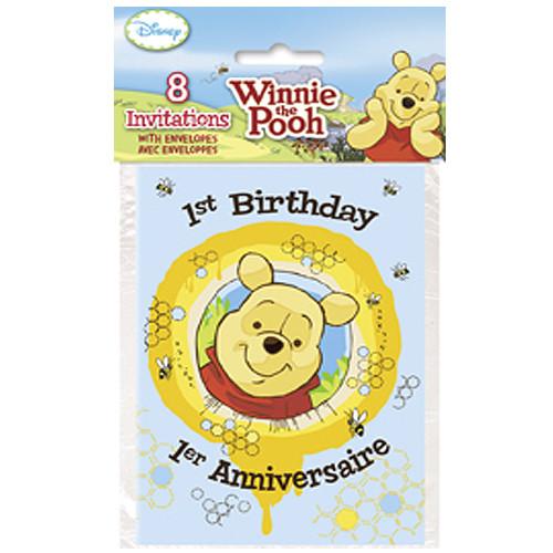 Winnie the Pooh 1st Birthday Invitations