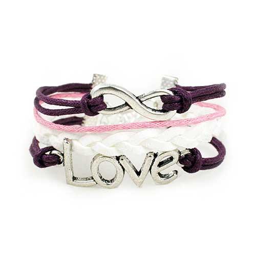 Infinity Love Bracelet [Purple  Pink and White]