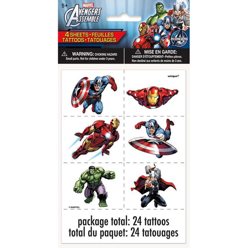 Marvel's Avengers Color Tattoo Sheets [ 4 Per Package]