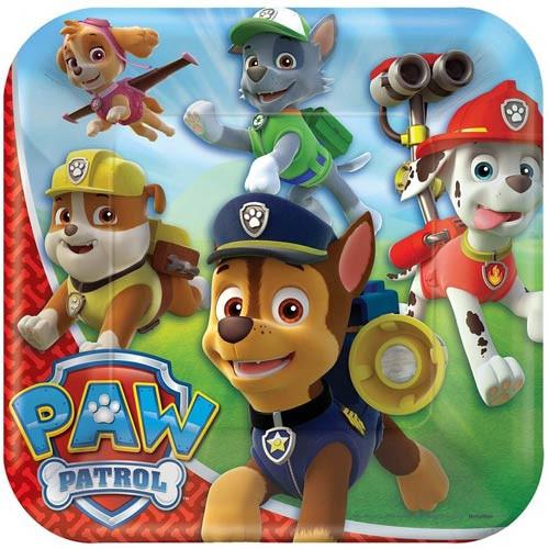 Paw Patrol Square Dinner Plates [8 Per Pack]