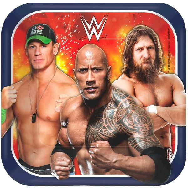 WWE 7" Square Plates [8 per Pack]